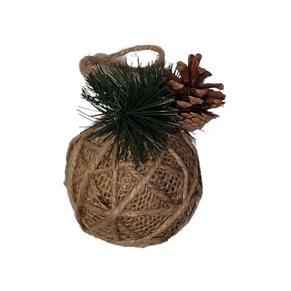 SetΒ ofβ5βburlapβpineβornaments